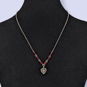 (2/$20) Dainty Red Beaded Heart Pendant Necklace